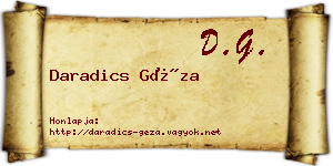 Daradics Géza névjegykártya